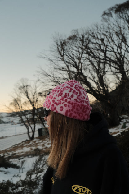 Pink Leopard Beanie